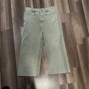 Vigoss Dylan Green Wide-Leg  Cropped Jeans size 32